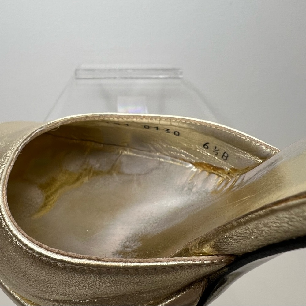 Gucci Metallic Gold Platform Ankle-Strap Pumps - Picture 12 of 16